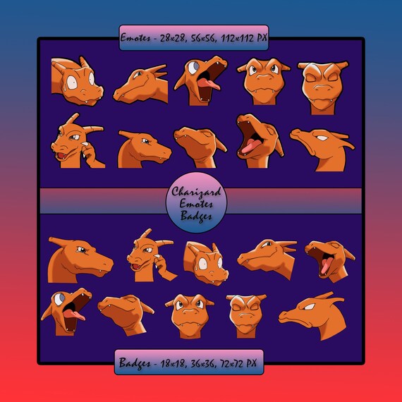 10x Charizard Twitch Emotes And Sub Badges Cheer Bits Badges Etsy