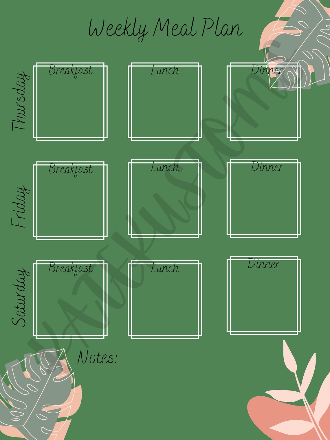 Printable Weekly Meal Plan Outline Meal Plan Template Etsy Printable Weekly Meal Plan Outline Meal Plan Template Etsy