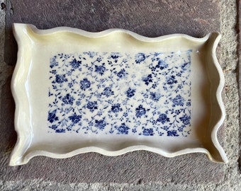 Blue Floral Tray