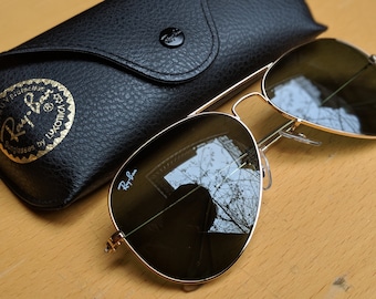 Classic Ray-ban Aviator Sunglasses Gold Frame G-15 Lens RB - Etsy
