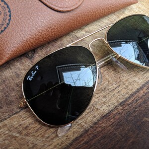 Classic Ray Ban Aviator Polarized Sunglasses Gold Frame G 15 Etsy