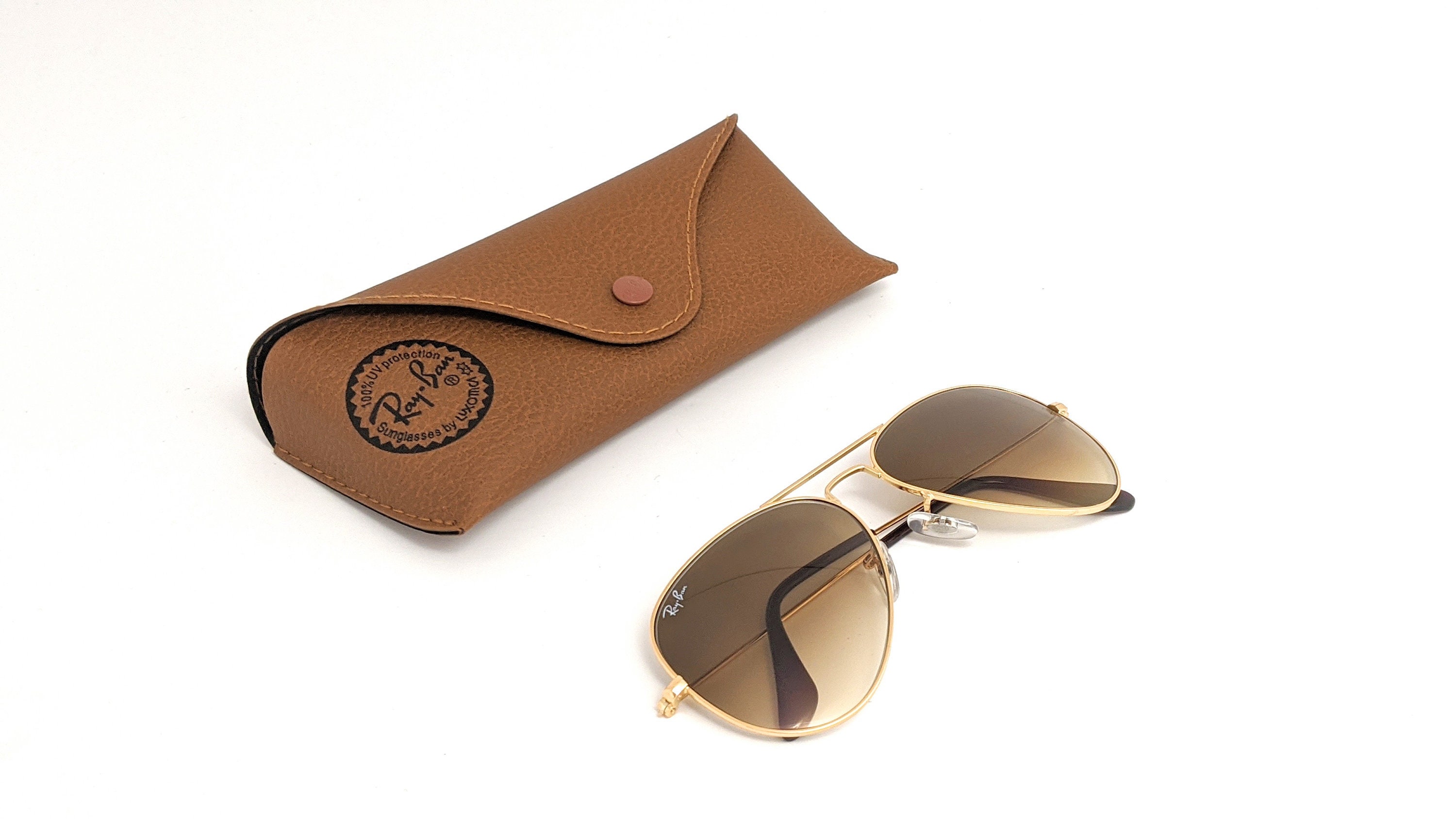 Ray-ban Aviator Unisex Sunglasses Gold Frame Brown RB 3026 001 - Etsy UK