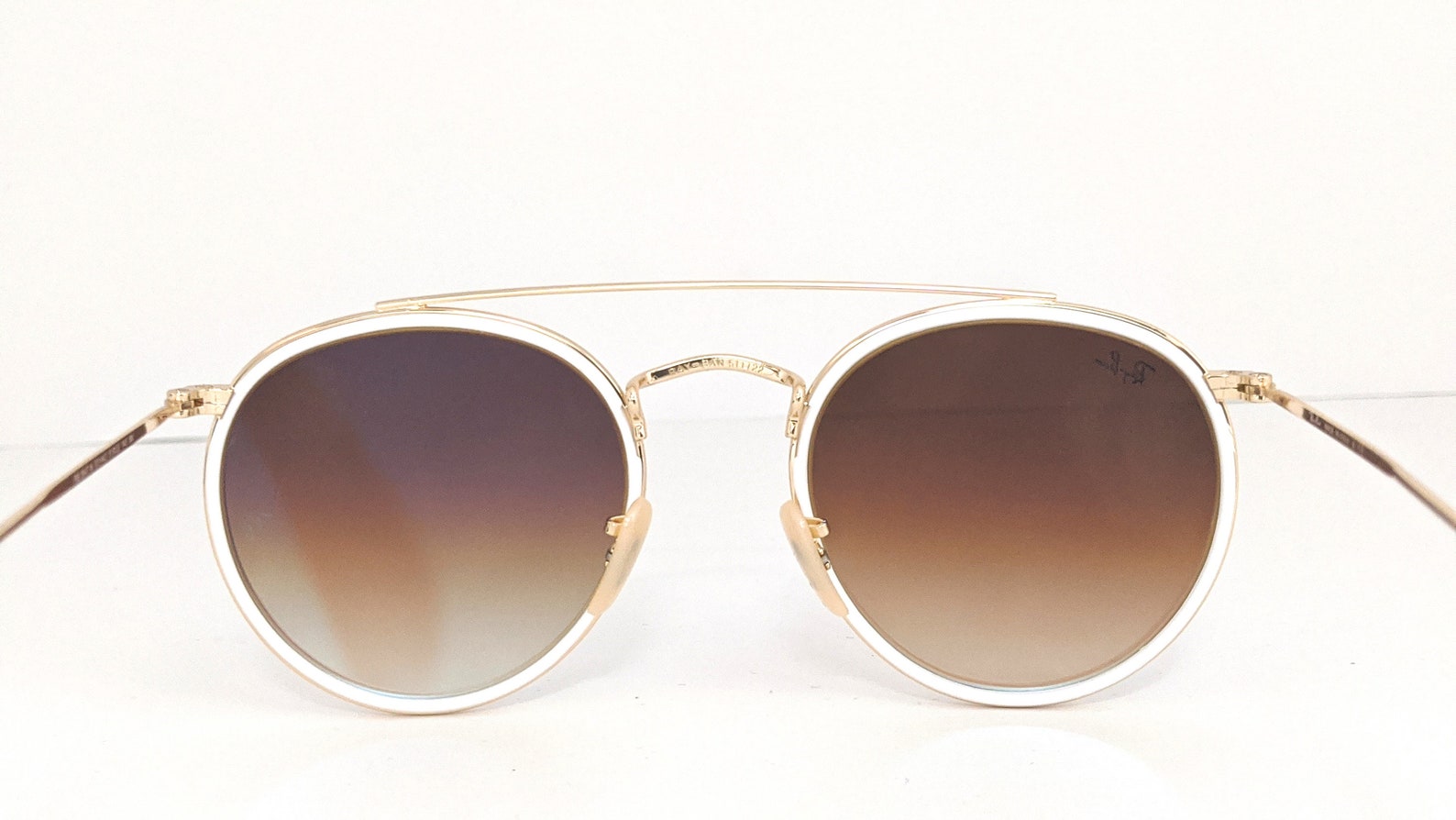 Funky White Gold Ray-ban Sunglasses / Double Round Bridge - Etsy