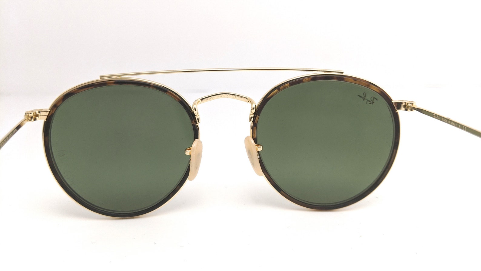 ray ban round double bridge gold