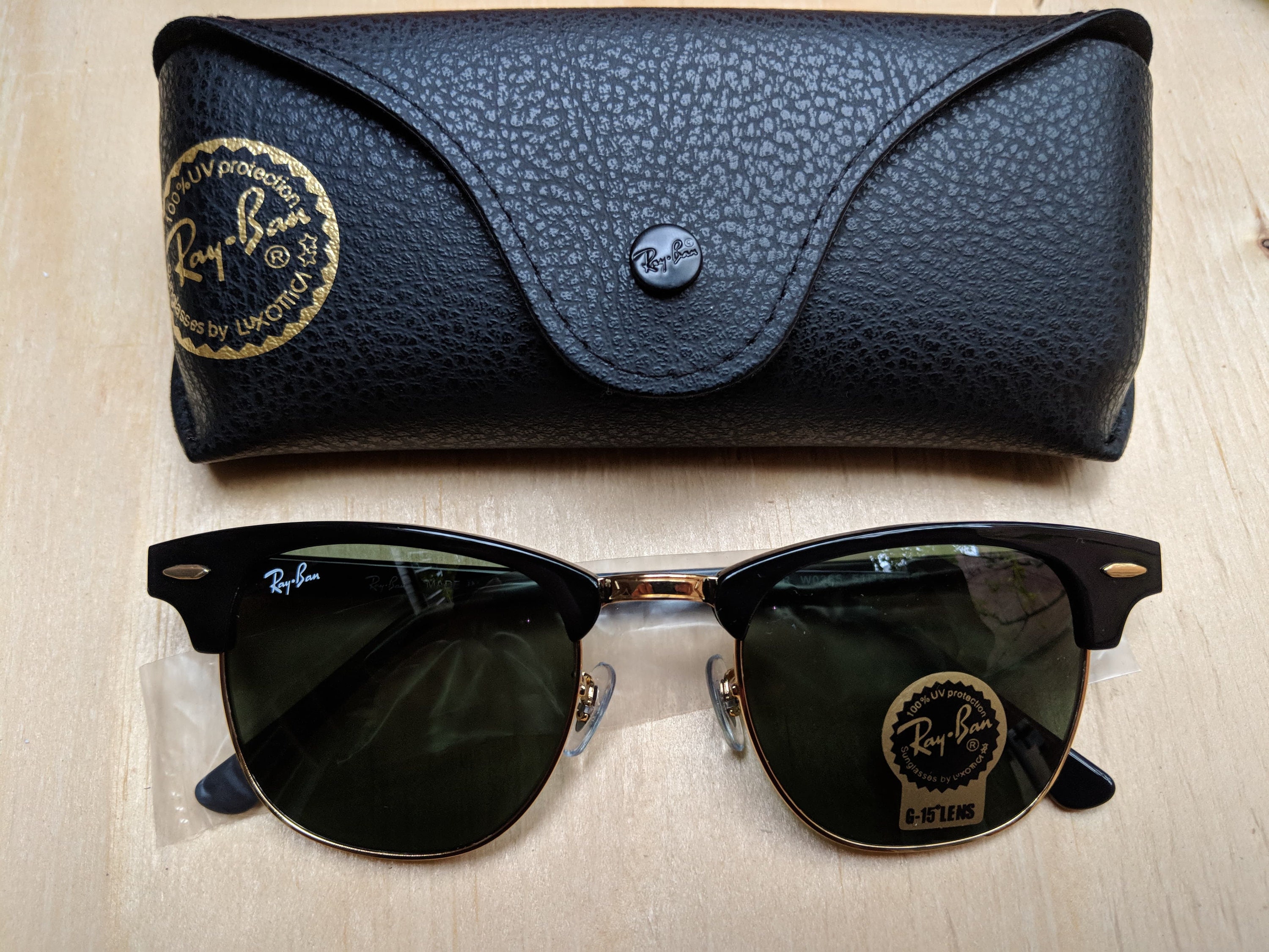 Vintage Ray-ban Clubmaster Sunglasses Rb3016 W0365 G-15 Lens - Etsy Norway