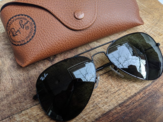 Inactief Gepolijst Ga wandelen Classic Ray-ban Large Aviator Sunglasses Black Frame G-15 Lens - Etsy