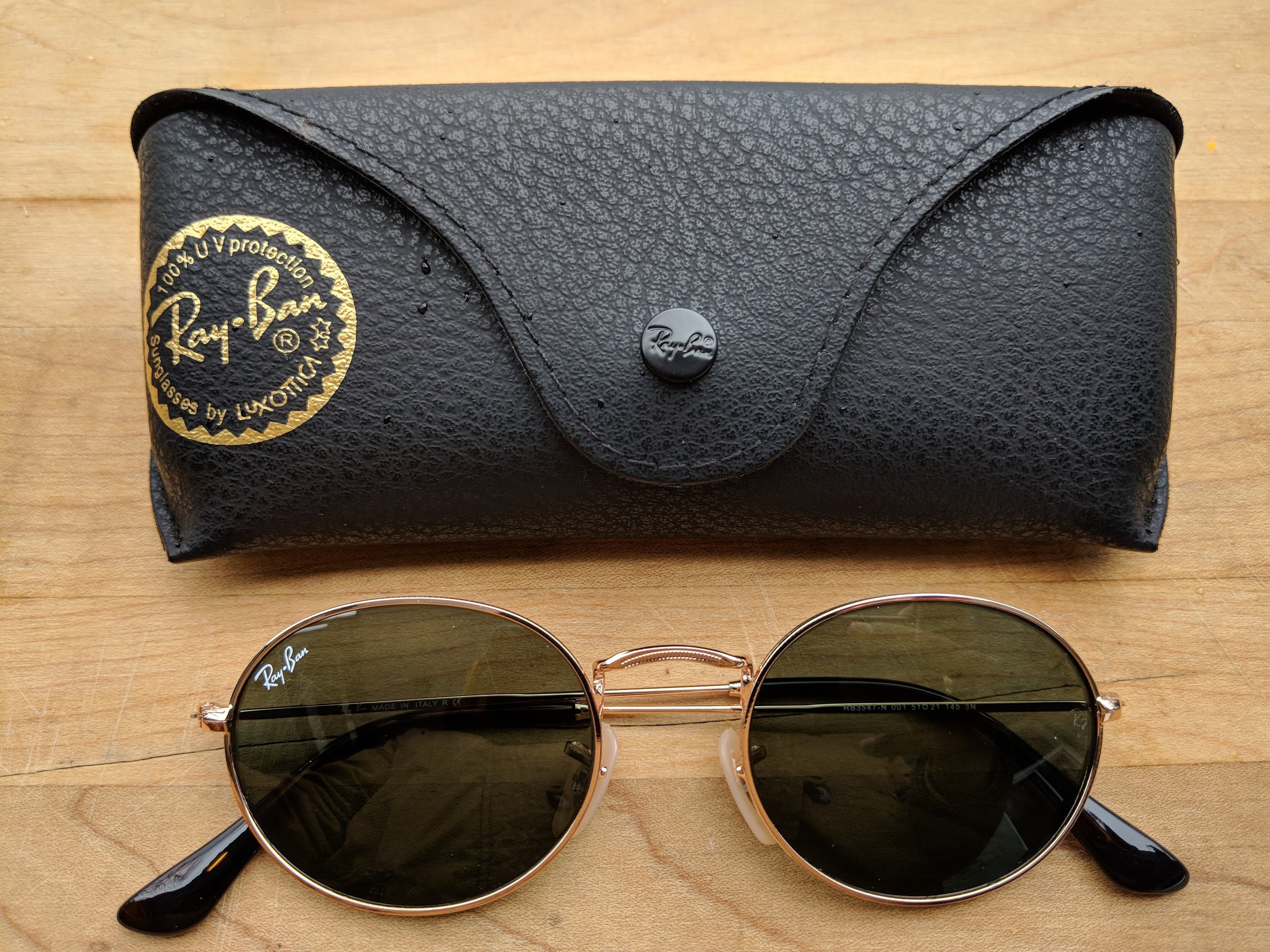 Vintage Oval Ray-ban Sunglasses Rb3547 001 G-15 Lens Gold - Etsy
