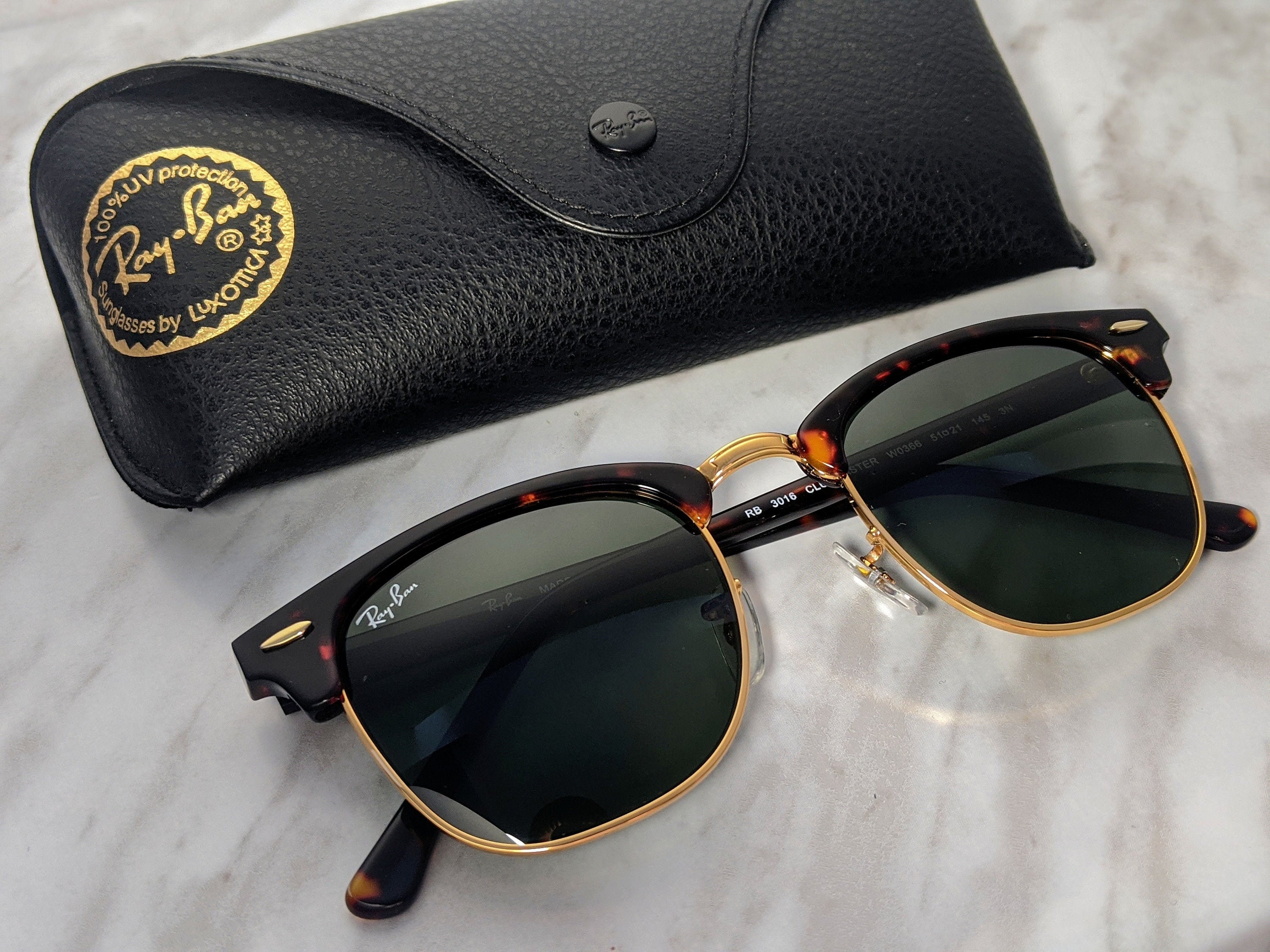 Authentic Ray-ban Clubmaster Sunglasses Tortoise Rb3016 / - Etsy Australia
