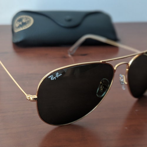 Large Ray-ban Aviator II Sunglasses / Gold Frame G-15 Lens / - Etsy