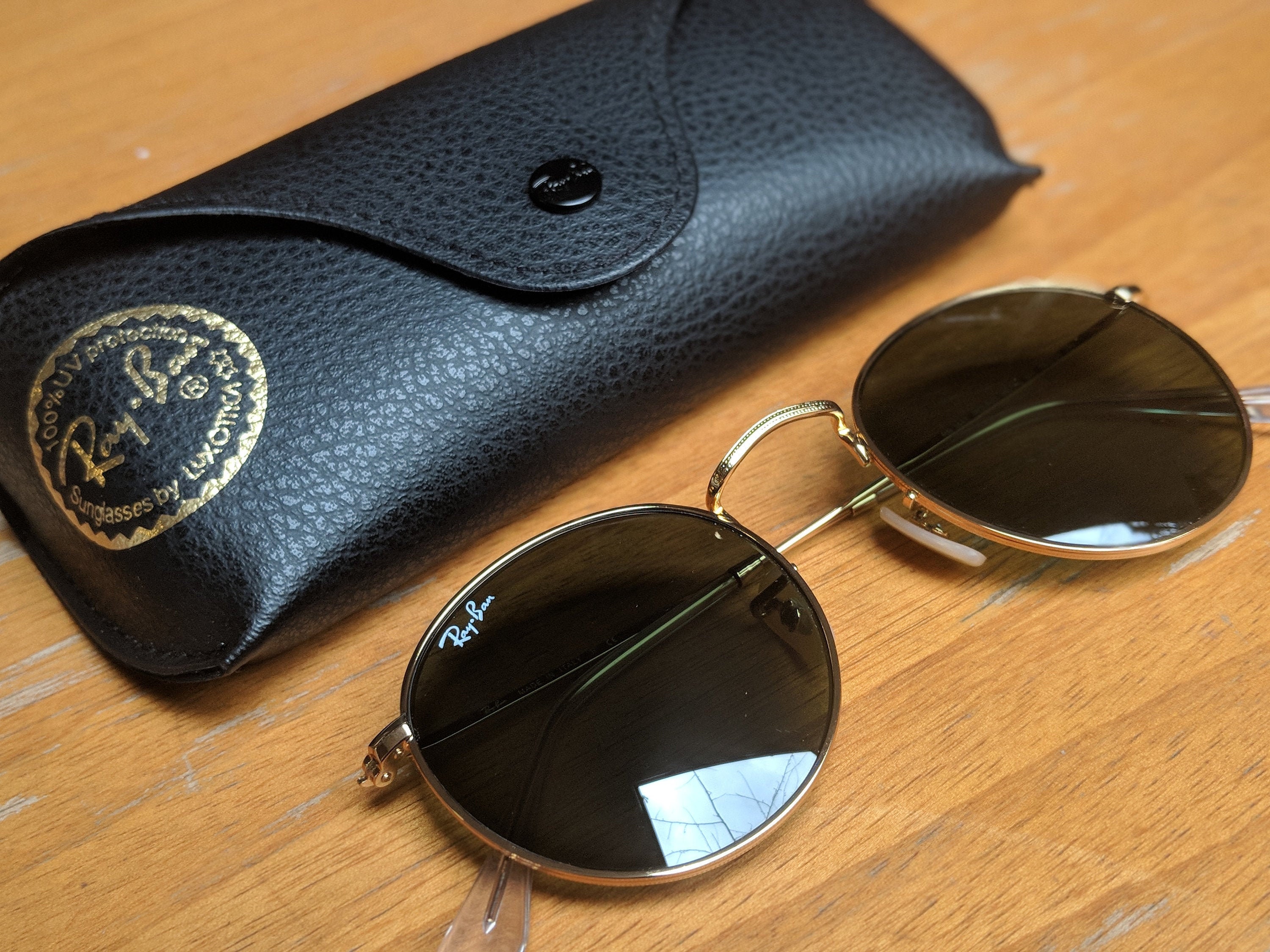 Ray-ban Round Sunglasses 001 G-15 Lens Gold - Etsy Zealand