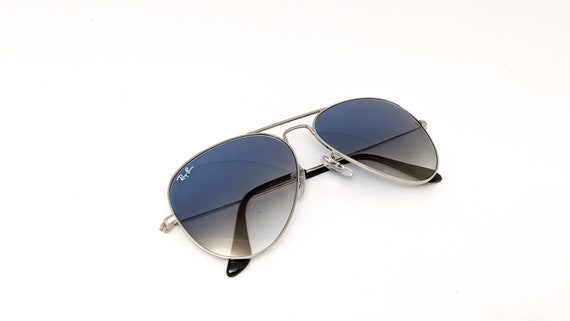 Ray Ban Aviator Unisex Sunglasses Silver Frame Silver Rb 3025 Etsy Uk