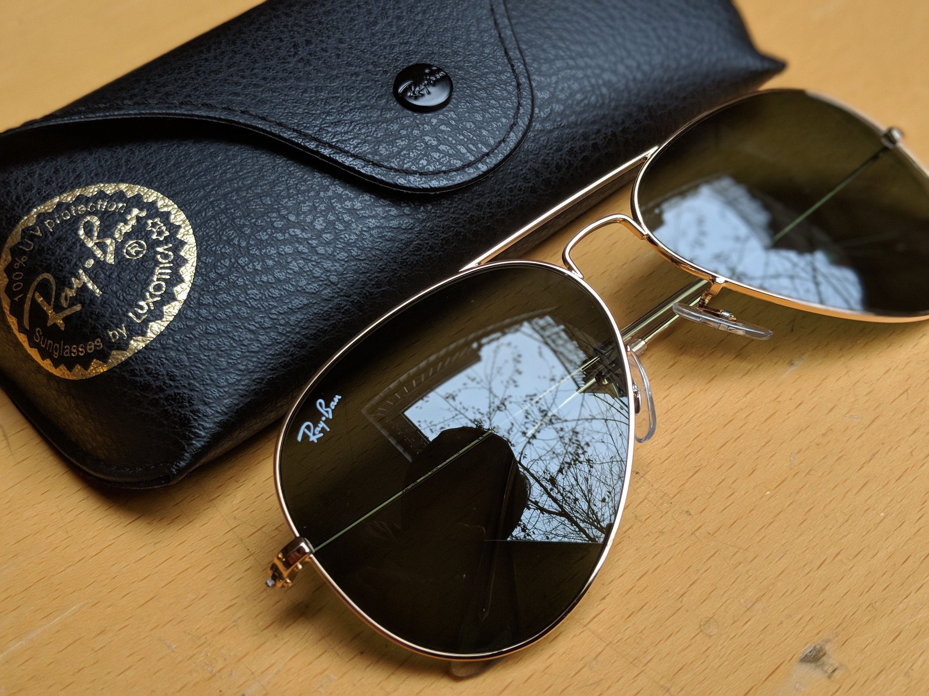 Classic Ray-ban Aviator Sunglasses Gold Frame G-15 Lens RB - Etsy UK