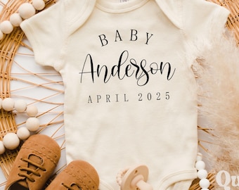 Custom Last Name Baby Onesie: Pregnancy Announcement Bodysuit