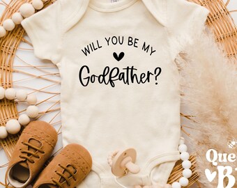 Will You Be My Godfather Baby Bodysuit, Pregnancy Announcement, Grandfather Reveal Gift, Cotton Onesie