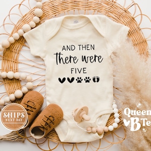 And Then There Were Five Baby Onesie®, Pregnancy Announcement, Baby Announcement Bodysuit, Baby Shower Gift, Baby Coming Soon Bodysuit.