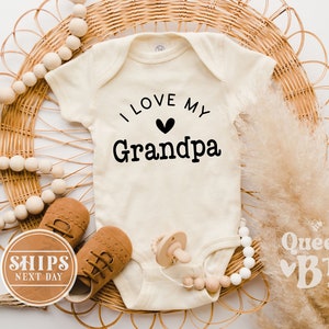 I Love My Grandpa Onesie®, Baby Announcement Gift, Baby Announcement To Grandpa, Cute Grandpa Baby Onesie®, Baby Reveal Onesie®, Surprise.