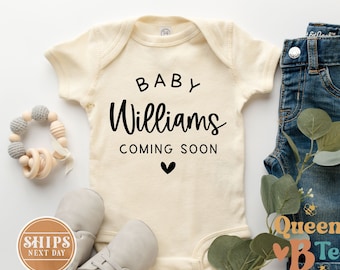 Personalized Pregnancy Announcement Onesie®: Custom Last Name Bodysuit