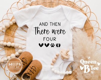 And Then There Were Four Baby Onesie®, Pregnancy News To The Family, Baby Announcement Onesie®, Baby Reveal, Modern Announcement.