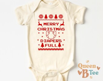 Merry Christmas Diaper Full Baby Onesie®: Funny Holiday Bodysuit