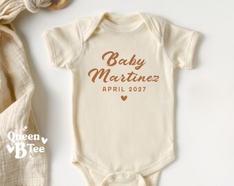 Custom Last Name Baby Bodysuit, Personalized Baby Onesie, Newborn Coming Home Outfit, Baby Shower Gift, Pregnancy Reveal