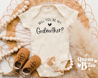 Baby Bodysuit: Will You Be My Godmother? Proposal Onesie – 100% Cotton Pregnancy Announcement