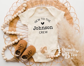 Pregnancy Announcement Onesie®: Custom Last Name Baby Bodysuit - Personalized New To The Crew