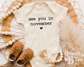 November Baby Onesie: Vintage Pregnancy Announcement, 100% Cotton