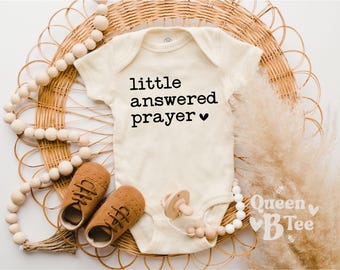 Pregnancy Announcement Onesie – Little Answered Prayer, Baby Reveal Gift