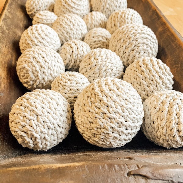 S, M, and L Boho farmhouse decorative crochet balls/set of 3