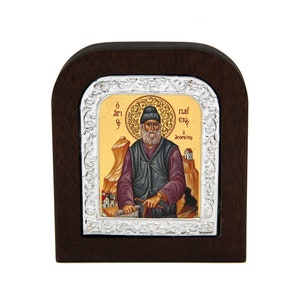 Saint Paisios 10x9 cm. Byzantine icon, orthodox icon, handmade icon on natural handcrafted wood, Christmas Gift, Easter Gift