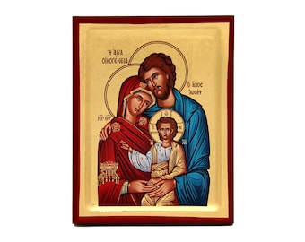 Orthodox icon,The Holy Family 18x26 cm. Handmade icon on natural handcrafted wood, Christmas Gift, Easter Gift