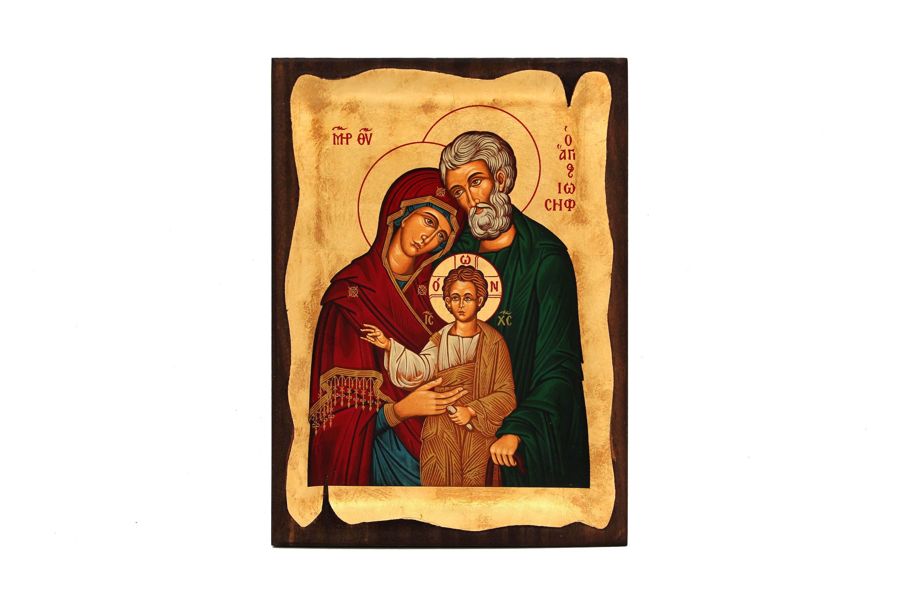 Orthodox icon,The Holy Family 18x26 cm. old looking, Byzantine icon, Handmade icon on natural handcrafted wood, Christmas Gift, Easter Gift