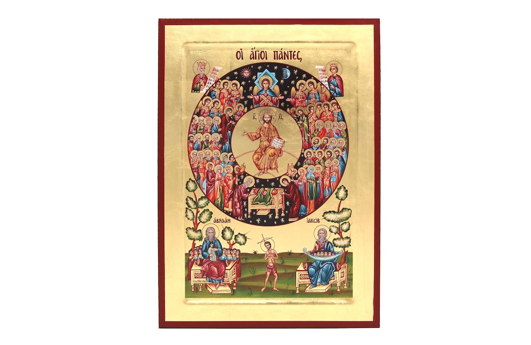 18k All Saints Christian Orthodox Icon on Wood With Gold Leaf ...