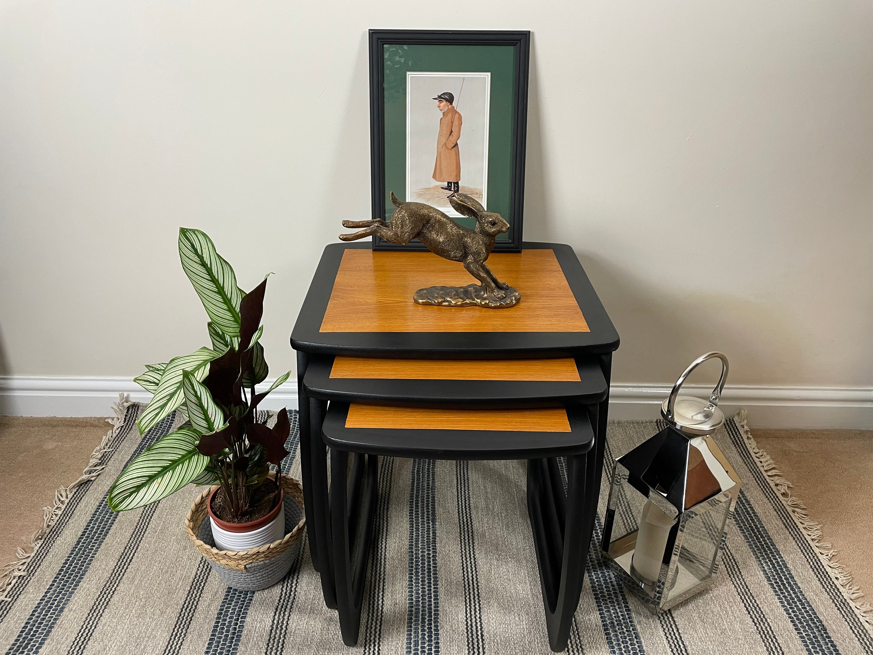 Sold.sold.mid century Retro Vintage Nathan Furniture Teak Wood Nest of Tables With U Shaped Legs From the Burlington Range Etsy