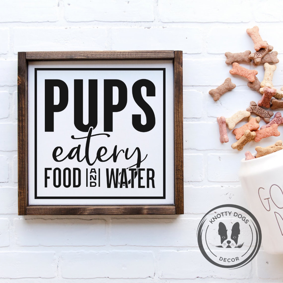 Pups Eatery Wood Sign Dog Food & Water Wood Sign Rustic Etsy