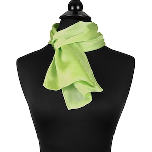Green Silk Scarf for Mom, hand painted silk scarf, Ready to Ship Silk Scarf in Cheerful Spring Green