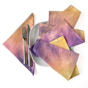 Cotton Dinner Napkins Set of 4, Cloth Napkins in Sunset Shades