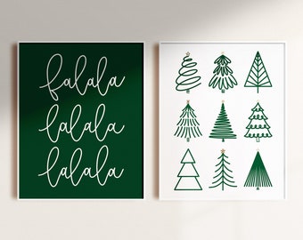Christmas Print Set | Falala Script, Modern Trees Art (Digital Download)