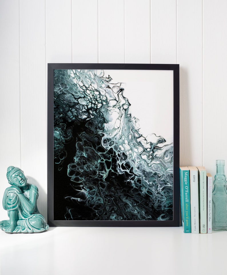Abstract Print Digital Download Black, White, & Green Abstract Art