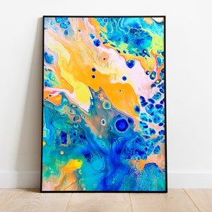 Abstract Print Digital Download | Blue & Orange Art Print | Modern Poster Design | Abstract Painting | Abstract Art Print | Fluid Art