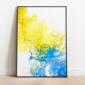 Abstract Print Digital Download | Yellow & Blue Art Print | Modern Poster Design | Abstract Painting | Abstract Art Print | Fluid Art