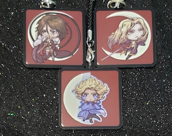CLEARANCE Castlevania Trevor Belmont, Alucard, Sypha Belnades 1.75" Acrylic Charms