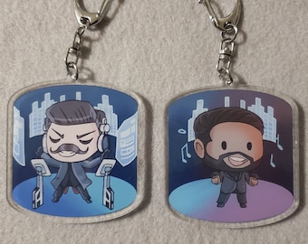 Sonic the Hedgehog Movie Doctor Robotnik and Agent Stone Stobotnik 2.5" Acrylic Keychain