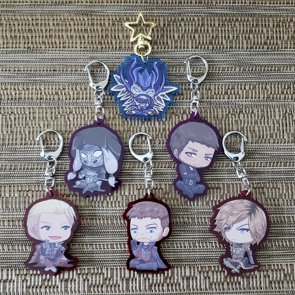 Final Fantasy XV FFXV Bahamut, Gilgamesh, Cor Leonis, Verstael Besithia, Titus Drautos, et Loqi 2.0 » Colored Acrylique Keychains