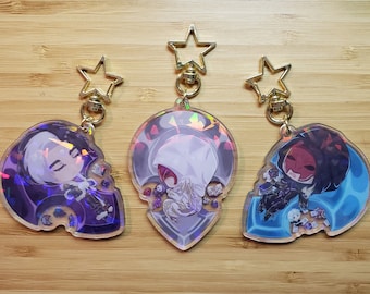 Final Fantasy XIV FFXIV Emet-Selch, Elidibus, Lahabrea on Convocation Crystals 2,5 zoll Broken Glass Holographic Acrylic Keychain