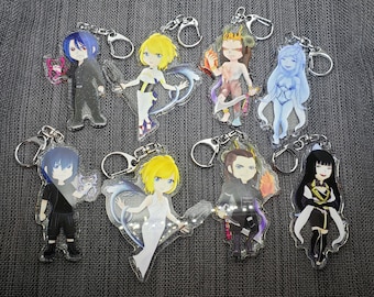 Final Fantasy XV Lunafreya Nox Fleuret, Noctis Lucis Caelum, Nyx Ulric, Ifrit, Gentiana, and Shiva 3in Glitter Acrylic Charms Double-sided