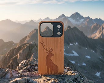 Deer Wooden iPhone Case – Custom, Handmade, Eco-Friendly, Slim Fit, Protective, Fits iPhone 13–17, Pro, Pro Max, Air, Plus