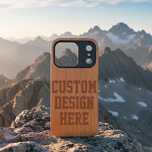 Custom Wooden iPhone Case – Personalized Design – Fits iPhone 13–17, Pro, Pro Max, Air, Plus