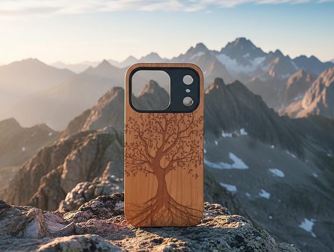 Tree 2 Wooden iPhone Case – Handcrafted Engraved Nature Design for ...