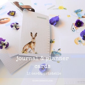Schede di diario, pagine illustrate accoglienti per Bullet Planner e Journal, schede di diario primaverili stampabili, quaderno dei viaggiatori, pagine Ring Planner